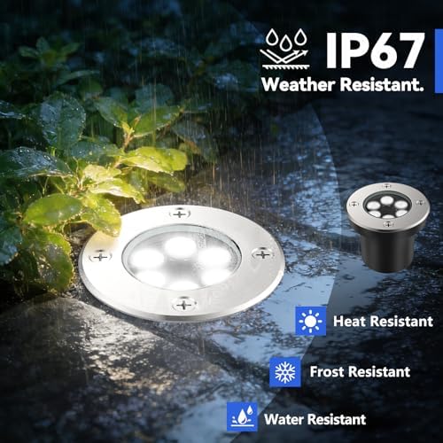 JESLED 4 Pack Low Voltage Landscape Lights, 6000K LED Well Lights - Image 3