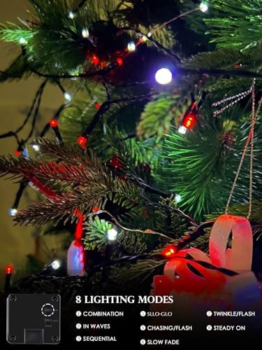 Solar Christmas Lights Outdoor 4 Pack 132FT 400 LED String Lights Red White - Image 2