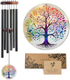 Tree of Life Wind Chimes for Outside, Deep Tone Outdoor Wind Chime with Colorful Wind Catcher, 6 Aluminum Tubes, Garden Porch Patio Decor, Memorial & Birthday Gift by Pvifvi