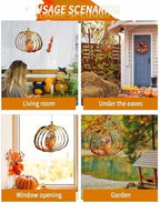 Fall Wind Spinners for Yard and Garden Bird Pumpkin Wind Spinner Sunflower Maple Leaves 3D Metal Stainless Steel Pumpkin Wind Sculptures Chimes Outdoor Patio Thanksgiving Hanging Decor 12 Inch - Image 4