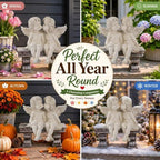 Kissing Angels Garden Statue Outdoor Decor, Cute Vintage Cherub Couple on Bench Resin Sculpture, Weather-Resistant Yard Art for Patio, Lawn, Memorial Garden Gifts for Women (Stone) - Image 7