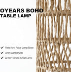 OYEARS 22.5" Boho Table Lamps Set of 2 for Living Room, Bedside Lamp for Nightstands, Rattan Lamp for Bedroom, Farmhouse Table Lamp for Room Decor, End Table, Retro, Brown（Not Include Bulbs） - Image 2