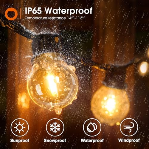 addlon 50FT Outdoor String Lights 27 G40 LED Bulbs Dimmable Waterproof - Image 3