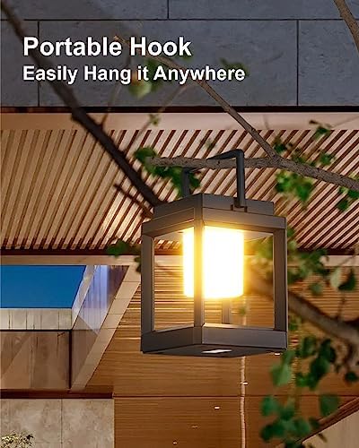 DAKAFUL Solar Table Lamp for Outdoor & Indoor Use - LED Nightstand Lantern, Portable Rechargeable Hanging Lamps Waterproof, Cordless Battery-Operated Lights for Reading, Garden Decor, Camping - Image 6