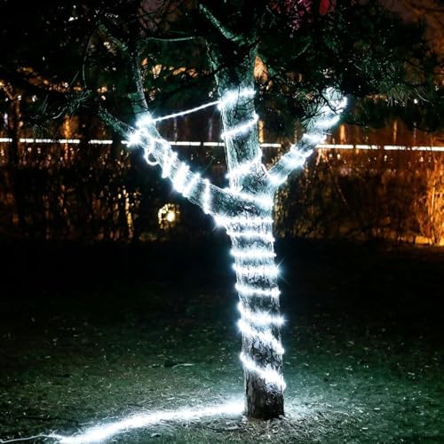 DINGFU 50ft 360 LED Waterproof Rope Lights, 110V Connectable Indoor Outdoor White Led Rope Lights for Outside, Deck, Patio, Pool, Camping, Bedroom Decor, Landscape Lighting and More (White) - Image 3