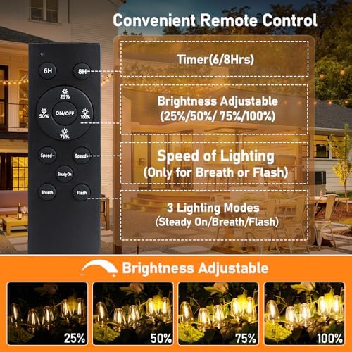 Solar Outdoor String Lights Waterproof, 80FT Dimmable ST38 LED Light String - Image 3