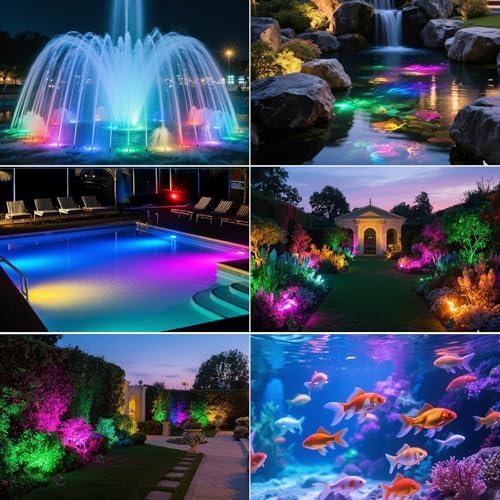T-SUN Color Changing Pond Lights, 4 Lightheads with Bluetooth APP Control - Image 6