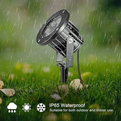 OurLeeme Landscape Lighting - 120V 8W RGB Colored Halloween Spotlight, LED Spotlights Outdoor Waterproof Yard Stake Landscape Spotlights, Christmas Spot Lights Outdoor for House Tree (6PCS) - Image 4