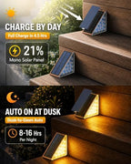 Solar Step Lights Outdoor Waterproof, 6 Pack Solar Stair Lights Outdoor IP67 Dusk to Dawn, Warm 3000K Outdoor Step Lights, Solar Lights for Steps and Stairs, Deck Steps, Patio Stairs, Porch Steps - Image 2