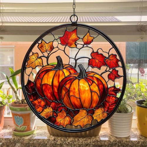 Autumn Leaves Pumpkin Acrylic Suncatcher - Image 4