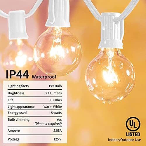 Afirst White String Lights 100FT Outdoor Patio Lights with 105 Globe Bulbs Waterproof Hanging Light for Backyard Party Wedding Lighting - Image 2