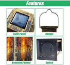 Solar Lantern Autumn Fall Forest Stained Glass Window Birch Tree Maple Leaves Outdoor Garden Hanging Lantern Waterproof Solar Powered Lighting Outside Table Lamp for Deck Yard Camping Patio Decor - Image 3