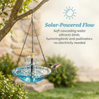 Solar Cascade Hanging Bird Bath Fountain - Solar Powered Birdbath Water Fountain Pumps Dispenser Outdoors Decor, Hanging Hummingbird Bird Shower Bath Kit with Flowing Water (Double - Black) - Image 6