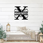 X Custom Name Initial Letter Monogram Metal Sign Modern Iron Metal Wall Sculpture Artwork Sign Distressed Metal Door Hanger Sign Bar Sign for Backyard Workshop Cottage Home Decor 24 Inch - Image 3