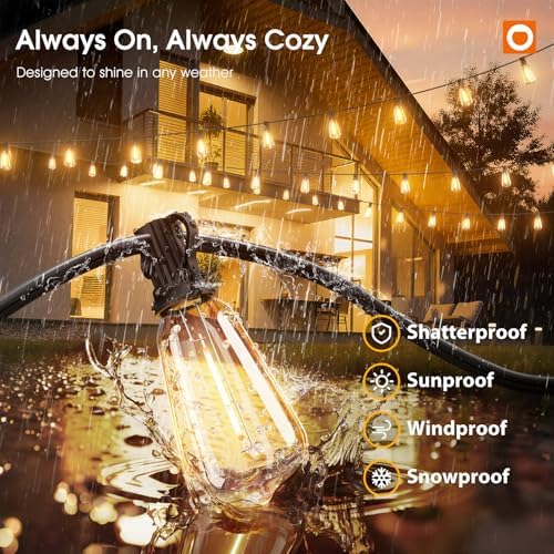 addlon 200FT(50*4) Outdoor String Lights with Remote LED Edison Waterproof - Image 3