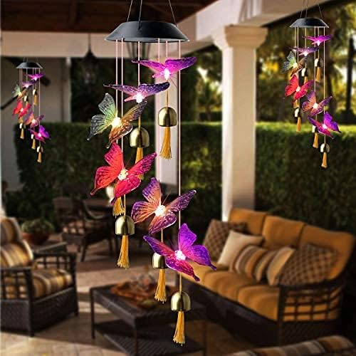 Black Butterfly Bell Solar Wind Chimes - Outdoor Solar Lights for Garden Decor - Gifts for Mom - Image 3