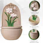 XBrand 31" in H Outdoor Wall Water Fountain with Pump- Pink Flower with Dragonfly Design with Mesh Guard - Image 6