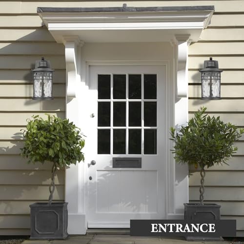 Darkaway 2pcs Large Outdoor Porch Lights Wall Mount, 15inch Outside Light Fixtures Sconces Wall Lighting with Water Ripple Glass Waterproof Exterior Lights for Patio Yard Garage - Image 5
