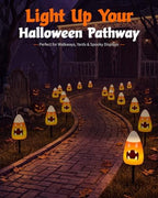 Halloween Candy Corn Pathway Lights with Spooky Faces,4-Light - Image 5