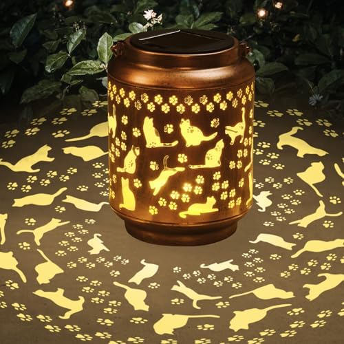 Cat Lover Gifts for Women,Mom,Grandma,Sister,Cat Solar Light , Gift Solar Lanterns for Mother Day Christmas Outdoor Waterproof Lights Led Mason Jar Hanging Lamps Decor for Garden Yard Patio by ShangTianFeng