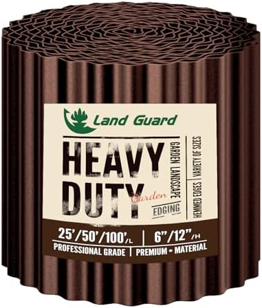 Land Guard Corrugated Garden Edging Border, 12" x 50' Landscape Paver Edging, Tall Landscape Edging, Fence for Garden, Flower Bed, Lawn and Landscape Edging (Brown) by LandGuard