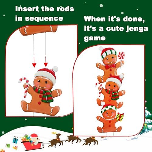 3 Pack Metal Christmas Yard Signs Decor for Multiple Stacked,Voumsil Christmas Yard Stakes with Gingerbread Man Fall Yard Decor for Outside Garden Yard Lawn Porch - Image 2