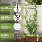 2 Pack 70.8" X 19.7" Metal Garden Trellis for Climbing Plants Outdoor - Rustproof Heavy Duty Arched Trellis - Decorative Rose Plant Support Trellis for Roses,Vines,Vegetables,Flowers,Black - Image 4