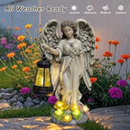 NBQQ Solar Resin Angel Statue with Lantern and Succulent LED Lights - Image 5