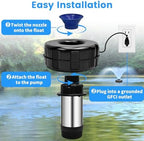 15000 GPH Pond Fountain Aerator,750W(1HP) Floating Fountain with Stainless Steel Body,Automatic Pond Pump with Timer&100FT Power Cord&2 Adapters&Ropes Pond Aerators for Outdoor Ponds&Lakes - Image 3