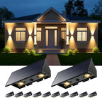 12 Pack Warm White Solar Power Fence Wall Light Outside Up and Down by Roopure