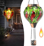 Hot Air Balloon Solar Lantern - Cardinal Bird Glass Lantern, Simulated Flickering & Dancing Flame, Outdoor Hanging Yard Light Waterproof IP65 for Patio Lawn Porch Decor Gift by Unknown