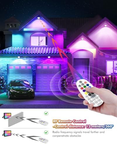 MEIKEE 100W RGB LED Flood Lights 1000W Equivalent 2 Pack with Remotes - Image 5
