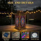 Solar Lantern Outdoor Waterproof Sea Turtle Aztec Mandala Ornament Traditional Floral Vintage Painting Garden Decor LED Hanging Solar Lights Tabletop Lamp Gifts for Women Mom Outside Yard Patio Porch - Image 2