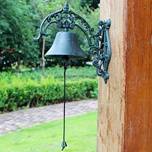 Cast Iron Doorbell Wall Bell Indoor Outdoor Din Cast Iron Doorbell Gothic Wall Bell Vintage Cast Iron Hand Crank Dinner Bells Patio Home Wall Hanging Decorations - Image 2