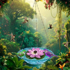 Hanging Solar Bird Bath Fountain, Hanging Bird Bath with Solar Fountain Pump, Bird Bath Fountain, Solar Powered Metal Bird Bath Bowl for Outdoor Garden Backyard Patio - Image 5