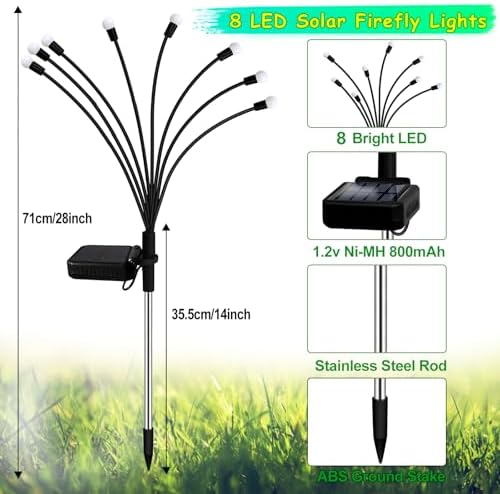 Solar St Patricks Day Lights Outdoor, 6 Pack 48 LED Solar Green Firefly Lights Waterproof, Sway by Wind, Swaying Light for Yard Patio Backyard Garden Planter Flower Bed Pathway Outdoor Decoration - Image 2