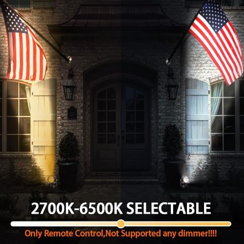 LED Outdoor Spot Lights,120V Landscape Lighting Outdoor Spotlight With Plug Cord , 2700K-6500K Stepless Dimmable Landscape Light with Timer and Remote for Yard Garden Pathway flag (18W, Pack, 4) - Image 2