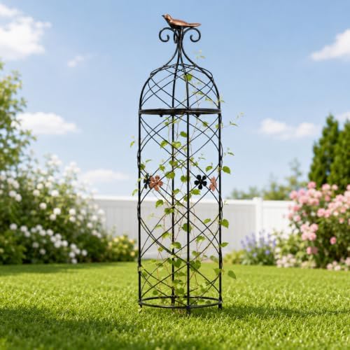 Obelisk Trellis 26" Metal Garden Support for Climbing Plants by Goooxim