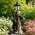 19 Inches Bear Statue Welcome Sign Garden Statue with Solar Lights - Image 5