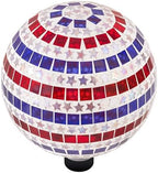 Alpine Corporation 10" Diameter Indoor/Outdoor Patriotic Glass Stars and Stripes Gazing Globe Yard Decoration, Red, White and Blue - Image 4