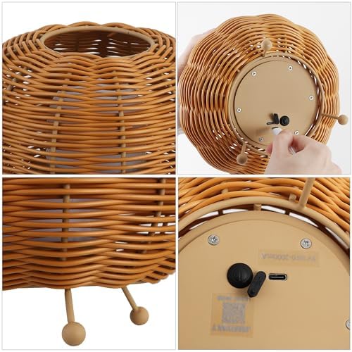 JONATHAN Y Kairi 5.75" Faux Rattan Cordless Lantern, Light Brown, Set of 2 - Image 6