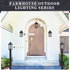 zeyu 14.6 Inch Outdoor Porch Light, Farmhouse 1-Light Outdoor Wall Sconce, Die-Cast Aluminum in Black Finish, Clear Water Ripple Glass, ZX48MB-WG BK - Image 2