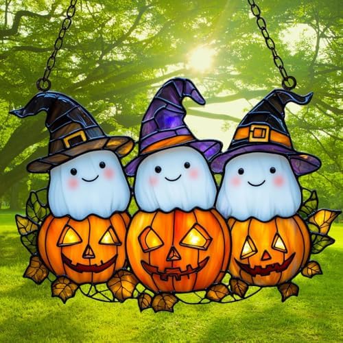 Cute Ghost Trio Fall Halloween Acrylic Suncatcher - Image 3