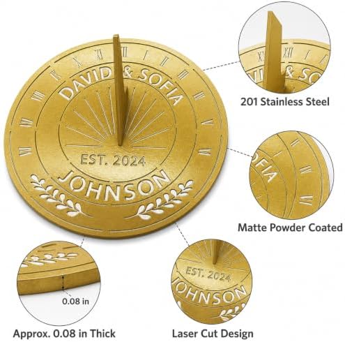 Personalized Wedding or Anniversary Sundial Gifts for Couples, Custom Sundial Wedding Gifts,Custom Calibrated Metal Sundial Sign for 30th, 40th, 60th, 70th Anniversary - Image 4