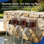 316 Stainless Steel 1.2" Wall Mount Water Spout – Outdoor Square Waterfall Fountain with Built-in Splash Diffuser, Garden Pond Pool Waterfall Spillway for Patio and Landscape (Brown) - Image 3
