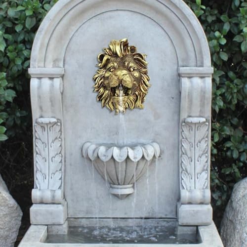 Fountain Lion Heads Nozzle Ornament | Lion Heads Fountain Nozzle,Lion Fountain Sprinkler Heads,Lion Wall Gold House,Outdoor Lion Heads Wall Spray Water Off Outdoor Statue - Image 3