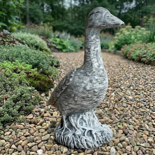 OLOMA Concrete Goose Garden Statue Outdoor Lawn Decor Handmade Realistic Cement Waterflown Bird Sculpture Weather Resistant Yard Ornament Farmhouse Garden Accent Patio Porch Landscaping Decoration - Image 6