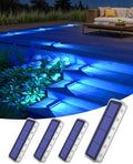 DetarZinLED Blue Solar Step Lights, 12 LEDs 2-Sided Glow, IP68, 4 Pack by DetarZinLED