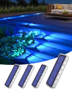 DetarZinLED Blue Solar Step Lights, 12 LEDs 2-Sided Glow, IP68, 4 Pack by DetarZinLED