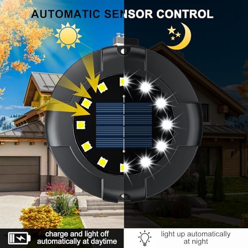 Solar Ground Lights 12 Pack, 4.3" Bright White 16 LEDs Solar Pathway Lights - Image 6